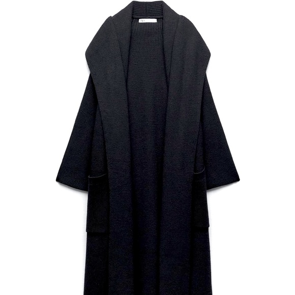 SCARF COLLAR KNIT COAT - Picture 1 of 5